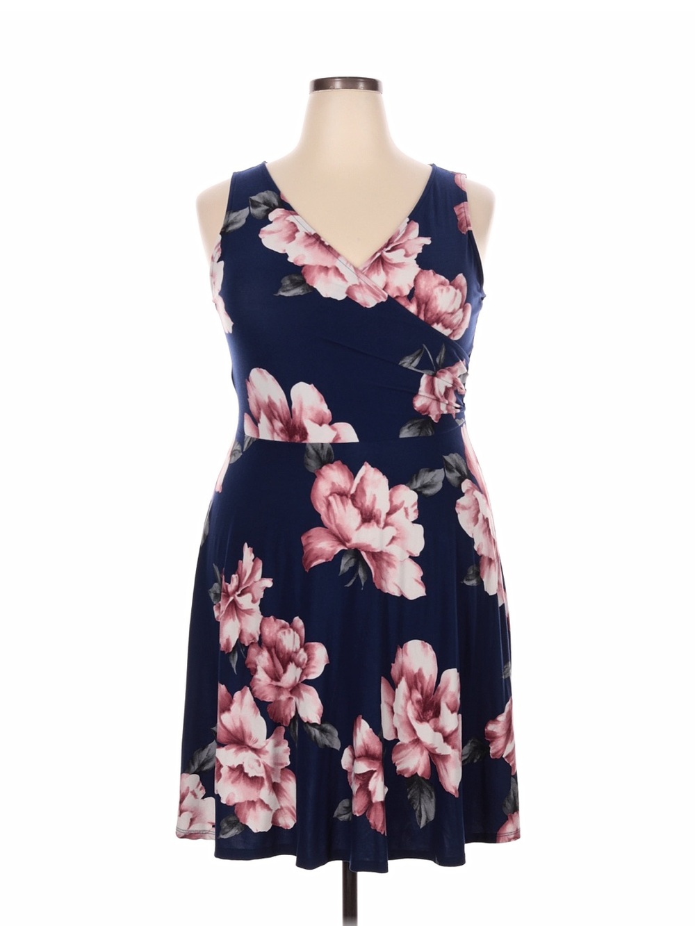 Kaileigh Navy Sleeveless V-Neck Floral Mini Dress